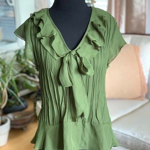Olive green short-sleeved blouse